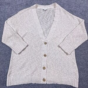 J. Jill Womens Oatmeal Beige Knit Button Front Cardigan Sweater Medium